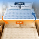 Giselle Bedding Pillowtop Mattress Topper 5cm Reversible Cooling & Soft Coral Fleece Pad for Back Pain Relief, Washable Skin-friendly Bed Protector with 45cm Deep Pocket King