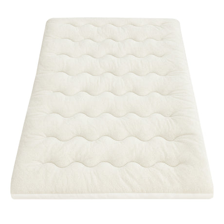 Giselle Bedding Pillowtop Mattress Topper 5cm Reversible Cooling & Soft Coral Fleece Pad for Back Pain Relief, Washable Skin-friendly Bed Protector with 45cm Deep Pocket King Single