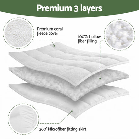 Giselle Bedding King Mattress Topper 5cm Coral Fleece