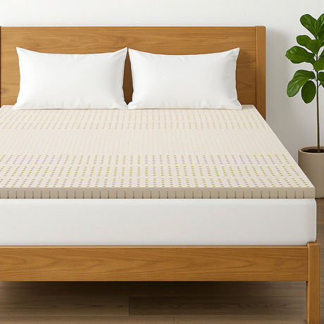 Giselle Bedding Latex Mattress Topper, 5cm Thick Cooling Bed Pad for Side Sleepers Pain Relief, 7 Zone Foldable Mat with Washable Cover for Guest Room Bedroom King