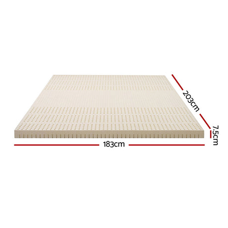 Giselle Bedding Latex Mattress Topper, 7.5cm Thick 7-Zone Pressure Relief Bed Pad with Washable Cover, Cooling Breathable Mat for Side Sleepers & Back Pain, Beige King