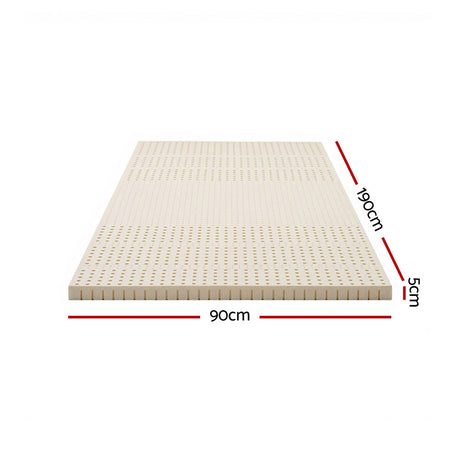 Giselle Bedding Latex Mattress Topper, 5cm Thick Cooling Bed Pad for Side Sleepers Pain Relief, 7 Zone Foldable Mat with Washable Cover for Guest Room Bedroom Single