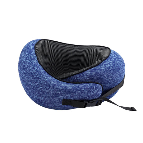 Wanderlite Travel Pillows for Airplanes Ergonomic Memory Foam Neck Pillow, Breathable & Washable Cover, Travel Bag Included, Airplane Pillow for Airplane, Car, Office and Home, Blue