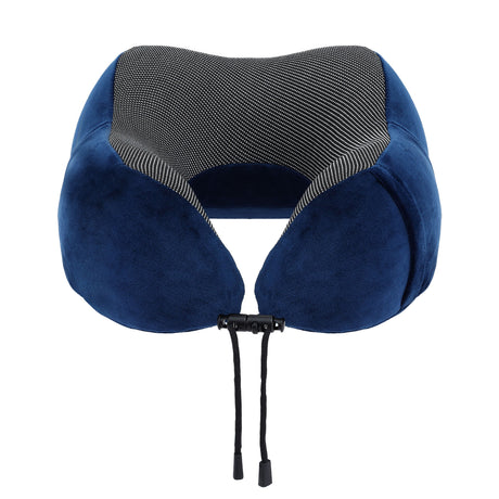 Wanderlite Travel Pillow for Airplanes Memory Foam Neck Pillows for Traveling, Soft & Washable Cover with Storage Bag, Portable Plane Accessories for Airplanes Offices Cars, Blue