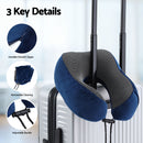 Wanderlite Travel Pillow for Airplanes Memory Foam Neck Pillows for Traveling, Soft & Washable Cover with Storage Bag, Portable Plane Accessories for Airplanes Offices Cars, Blue