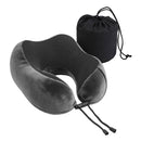 Wanderlite Travel Pillow for Airplanes Memory Foam Neck Pillows for Traveling, Soft & Washable Cover with Storage Bag, Portable Plane Accessories for Airplanes Offices Cars, Grey