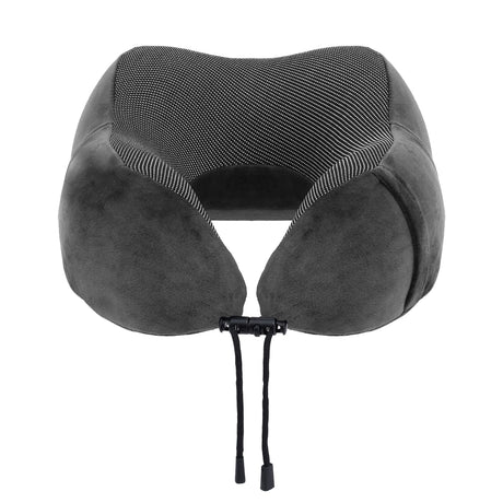 Wanderlite Travel Pillow for Airplanes Memory Foam Neck Pillows for Traveling, Soft & Washable Cover with Storage Bag, Portable Plane Accessories for Airplanes Offices Cars, Grey