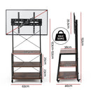 Artiss Mobile TV Stand 32-65 Inch TVs Mount 50kg with 3 MDF Shelves Lockable Wheels Adjustable Feet