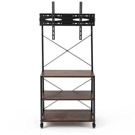 Artiss Mobile TV Stand 32-65 Inch TVs Mount 50kg with 3 MDF Shelves Lockable Wheels Adjustable Feet