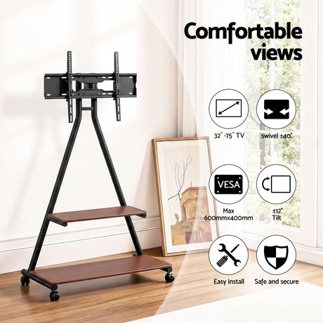 Artiss Mobile TV Stand Rolling Cart Wheels 32-75