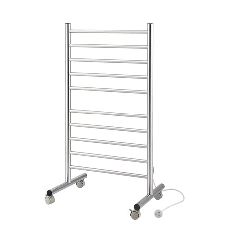 Devanti 10-Bar Freestanding Heated Towel Rail 3-5 Mins Fast Heating Electric Towel Warmer for Bathroom Winter Drying Stainless Steel Plug In 100W