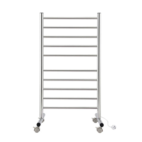 Devanti 10-Bar Freestanding Heated Towel Rail 3-5 Mins Fast Heating Electric Towel Warmer for Bathroom Winter Drying Stainless Steel Plug In 100W