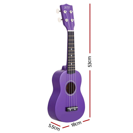 Alpha 21 Inch Ukulele Soprano Beginner Acoustic Small Guitar Kids Strings Purple
