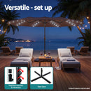 Instahut Outdoor Umbrella 4.57m Solar 48 LED Double-Sided Patio Parasol Brown