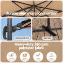 Instahut Outdoor Umbrella 3m Left-right Tilting Cantilever Patio Parasol Beige