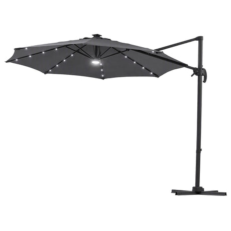 Instahut Outdoor Umbrella 3m Solar LED Offset Cantilever Patio Parasol Charcoal