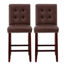 Artiss 2x Bar Stools Kitchen Dining Chairs Counter PU Leather Wooden Ada Brown