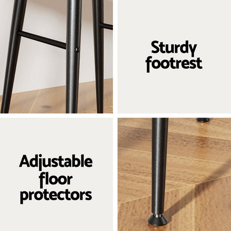 Artiss 2x Bar Stools Kitchen Dining Chairs Counter Round PU Leather Lane Brown