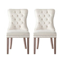1 Set of 2 Artiss Dining Chairs Beige Velvet