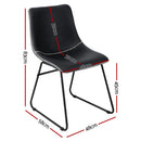 Artiss 2x Dining Chairs Retro PU Leather Kitchen Lounge Cafe Accent Chair Black