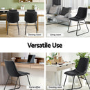 Artiss 2x Dining Chairs Retro PU Leather Kitchen Lounge Cafe Accent Chair Black