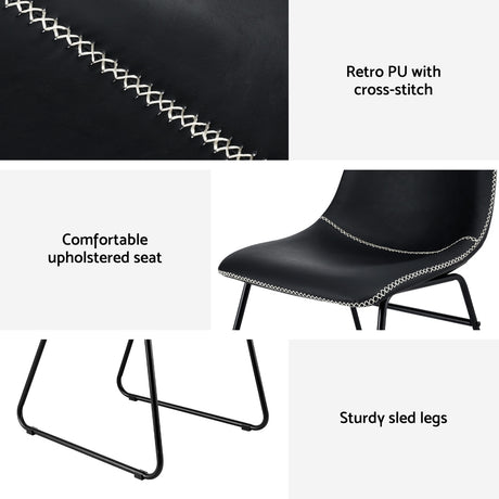 Artiss 4x Dining Chairs Retro PU Leather Kitchen Lounge Cafe Accent Chair Black