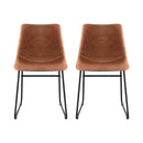 Artiss 2x Dining Chairs Retro PU Leather Kitchen Lounge Cafe Accent Chair Brown