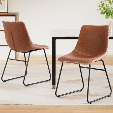 Artiss 2x Dining Chairs Retro PU Leather Kitchen Lounge Cafe Accent Chair Brown