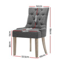 Artiss Dining Chairs Set of 2 Linen French Provincial Grey