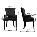 6x Artiss Dining Chairs Velvet French Provincial Armchair Black