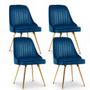 Artiss Dining Chairs Set of 4 Velvet Channel Tufted Blue