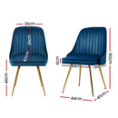 Artiss Dining Chairs Set of 4 Velvet Channel Tufted Blue