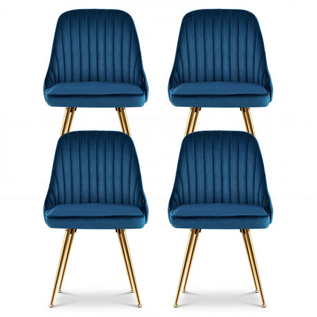Artiss Dining Chairs Set of 4 Velvet Channel Tufted Blue