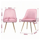 Artiss Dining Chairs Set of 6 Velvet Channel Tufted Pink