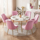 Artiss Dining Chairs Set of 6 Velvet Channel Tufted Pink