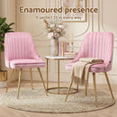 Artiss Dining Chairs Set of 6 Velvet Channel Tufted Pink