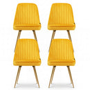 Artiss Dining Chairs Set of 4 Velvet Channel Tufted Yellow