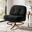 Artiss Swivel Chair Nursing Armchair Lounge Corduroy Steel Star Base Black