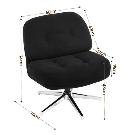 Artiss Swivel Chair Nursing Armchair Lounge Corduroy Steel Star Base Black