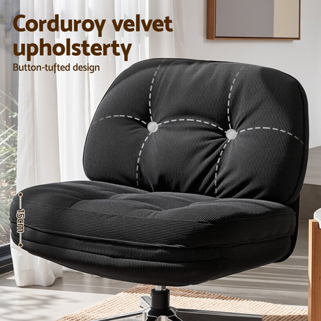 Artiss Swivel Chair Nursing Armchair Lounge Corduroy Steel Star Base Black