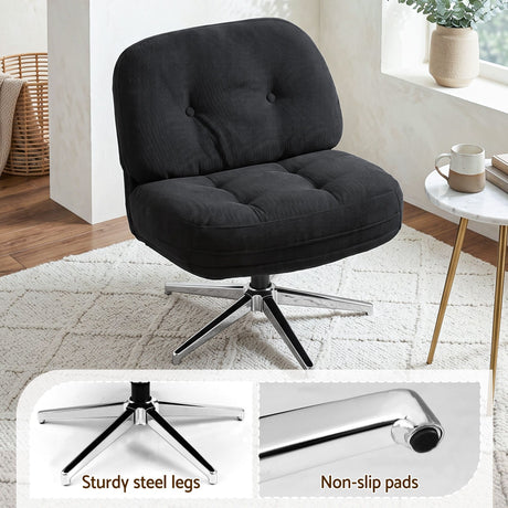 Artiss Swivel Chair Nursing Armchair Lounge Corduroy Steel Star Base Black
