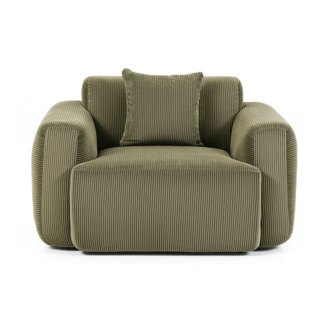 Artiss Compressed Armchair Sofa with Cushion Corduroy No Assembly Green