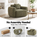 Artiss Compressed Armchair Sofa with Cushion Corduroy No Assembly Green