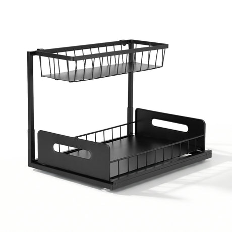 Artiss Under Sink Organizer Storage L Shape 1 Pull Out Drawers Kitchen Cabinet Shelf