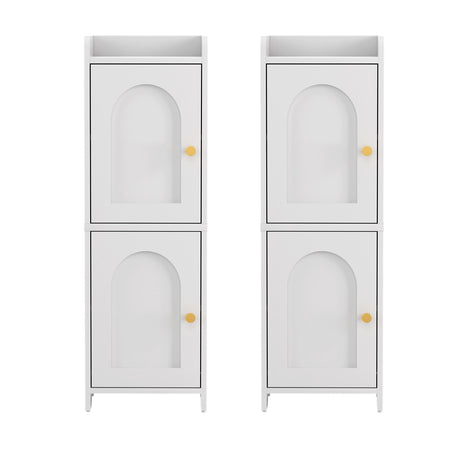 Artiss 2x Bathroom Storage Cabinet 2-Tier Slim Toilet Organizer Adjustable White