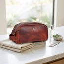 Leather Toiletry Bag for Men Leather Unisex Make-up Bag Travel Dopp Kit