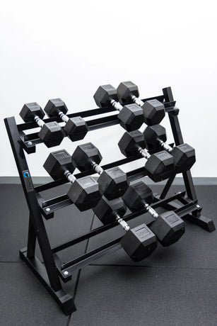 5 Pairs Hex Dumbbells PLUS Dumbbell Rack (150 kg | 5kg-25kg | 1.1m 3-tier Rack)