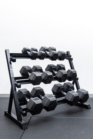 6 Pairs Hex Dumbbells PLUS Dumbbell Rack (210 kg | 5kg-30KG | 1.1m 3-tier Rack)