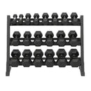 12 Pairs Hex Dumbbells PLUS Dumbbell Rack (390 kg | 2.5kg-30kg | 1.1m 3-tier Rack)