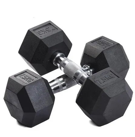 Rubber Hex Dumbbells 2X7.5 kg